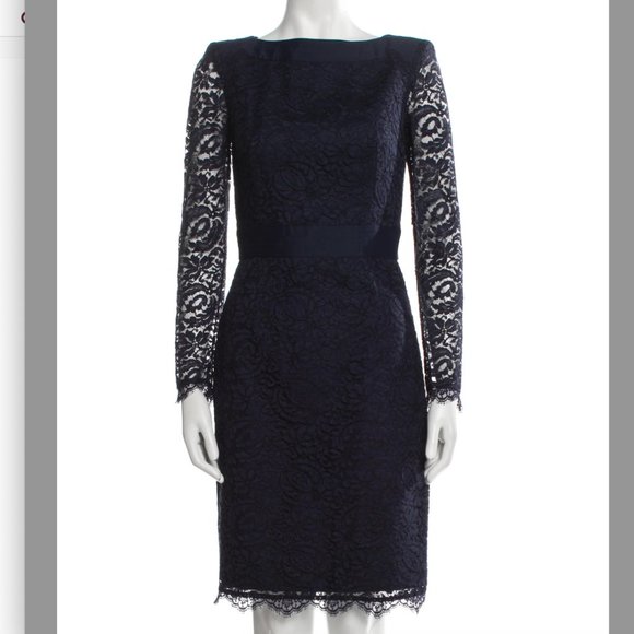 Wedding Guest Dress - Long Sleeve - Lace Silk Italian 40 - Picture 1 of 11